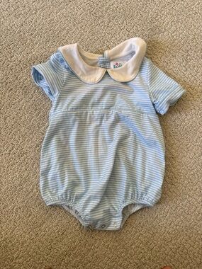 Funfetti Kids Baby Boys Size 9 Months Blue White Striped Bubble Preppy